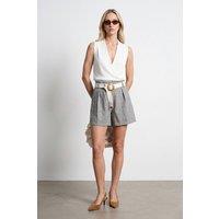 Dilvin Women's High-Waist Tailored Wide-Leg Shorts in Light Grey | Size: Small
