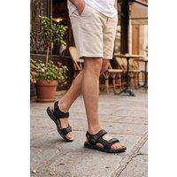 MODISHION Men's Open-Toe Outdoor Hiking Sandals with Adjustable Straps in Black | Size: 7