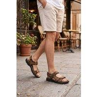 MODISHION Men's Open-Toe Outdoor Hiking Sandals with Adjustable Straps in Brown | Size: 7