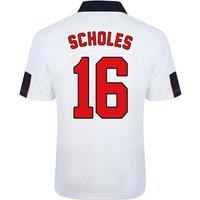 England Men's Mens Score Draw World Cup 1998 Home Shirt - Scholes 16 in White | Size: XL