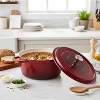 Living and Home 2.75/4.75L Non-Stick Enamel Cast Aluminium Cooking Pot Dutch Oven Cookware in Red | Size: Large