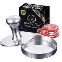 Gourmet Easy 2-in-1 Stainless Steel Burger Press & Patty Maker - Silver