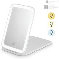 Tower Rechargeable Travel Cosmetic Mirror, LED Lights, White C85045WHT | Size: A