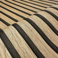 NESTLUNE 3D Wooden Slat Panelling Wallpaper Wood Panel in Brown | Size: 100 cm x 15 cm