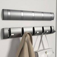 NESTLUNE 5 Hooks Foldable Coat Hooks Wall Mounted Drying Rack in Silver