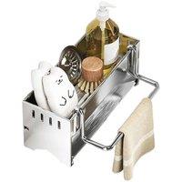 KORVIXA Kitchen Sink Caddy Basket Drain Rack in Silver | Size: 100 cm