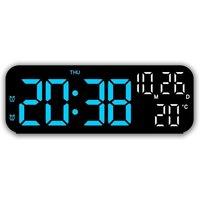 NESTLUNE Digital Clock LED Display Desk Table Temperature in Black | Size: 100 cm x 15 cm