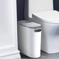 NESTLUNE 2pc 10L Slim Narrow Trash Can For Kitchen Bathroom in White | Size: 100 cm x 15 cm