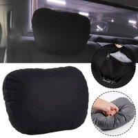 NESTLUNE Black 2pc Universal Car Headrest Neck Rest Support Travel Seat Pillow | Size: Cot
