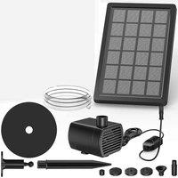 NESTLUNE Solar Panel Powered Water Feature Pump Fish Aquarium Fountain in Black | Size: 100 cm x 15 cm