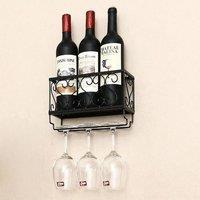 KORVIXA Wall Mounted Wine Rack Hanging Storage Shelf in Black | Size: 500mm