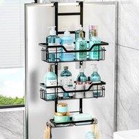 KORVIXA 3Tier Over Door Shower Rack Storage in Black