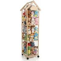 VOGREX Lockable Wheeled Kids Plush Toy Storage Organiser in Natural