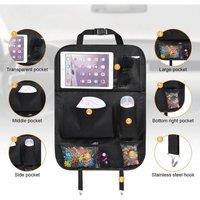 VOGREX Car Back Seat Organizer Multi-Pocket Tablet Holder Kids Travel in Black