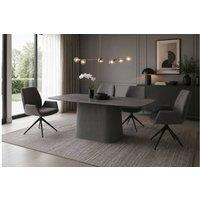 Stratus Interiors Sydney Grey Ceramic Effect Dining Table with Fluted Pedestal Base | Size: 180 cm x 90 cm