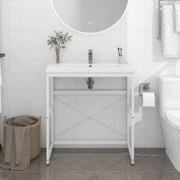 Berkfield Home Bathroom Washbasin Frame White 79x38x83 cm Iron | Size: 79 x 38 x 83 cm