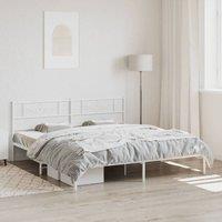 Berkfield Home Metal Bed Frame with Headboard White 193x203 cm