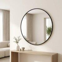STILVORA Round Wall Mirror 61 cm Black Finish