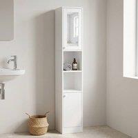 STILVORA Bathroom Storage Cabinet with Mirror & Adjustable Shelves in White