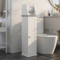 STILVORA Bathroom Floor Cabinet with Cupboard & Roll Holder in White