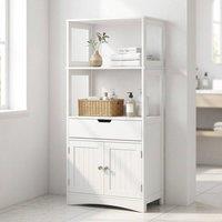 STILVORA Storage Cabinet with Drawer & Cupboard White