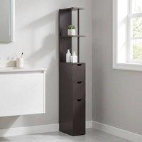 STILVORA Tall Bathroom Storage Cabinet with Shelves & Drawers in Brown