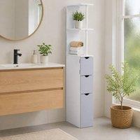 STILVORA Bathroom Storage Cabinet with Shelves & Drawers in White