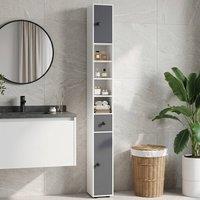 STILVORA Slim Bathroom Cabinet with Drawer & Shelves in Grey