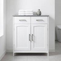 STILVORA Bathroom Storage Cabinet with 2 Drawers & Adjustable Shelf in White