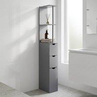STILVORA Bathroom Storage Cabinet with Shelves & Drawers Grey