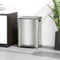 STILVORA 60L Kitchen Bin with Dual Compartments & Soft-Close Lid in Silver