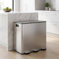STILVORA Pedal Bin 45L with 3 Compartments in Silver