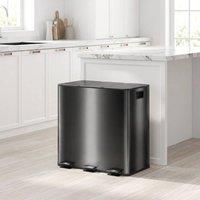 STILVORA 45L Triple Pedal Bin with Soft-Close Lid in Black