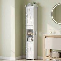 STILVORA Slim Bathroom Storage Cabinet with Drawer & Shelves in White
