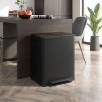 STILVORA 50L Dual Compartment Pedal Bin with Soft-Close Lid in Black