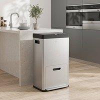 STILVORA 56L Triple Compartment Kitchen Bin with Wheels in Silver