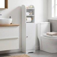 STILVORA Slim Bathroom Cabinet with Shelves & Cupboard in White