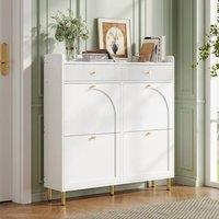 STILVORA Shoe Cabinet with 4 Flip Doors & 2 Drawers White