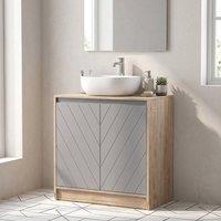 STILVORA Under Sink Storage Cabinet with Adjustable Shelf Brown