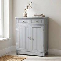 STILVORA Bathroom Storage Cabinet with 2 Drawers & Cupboard in Grey