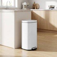 STILVORA 30L Metal Pedal Bin with Soft-Close Lid in White
