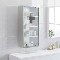 STILVORA Wall Mounted Medicine Cabinet with Lockable Door in Silver