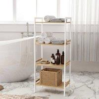STILVORA 4-Tier Storage Shelf with Adjustable Shelves in Light Oak