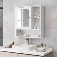 STILVORA Bathroom Cabinet with Mirror Door & Open Shelves in White