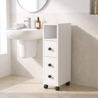 STILVORA Bathroom Storage Cabinet with Drawer & Wheels White