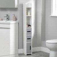 STILVORA Bathroom Storage Cabinet with Shelves & Doors in Grey