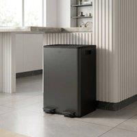 STILVORA 56L Dual Kitchen Bin with Pedal Lid Black
