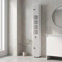 STILVORA Slim Bathroom Cabinet with Drawer & Shelves in Grey