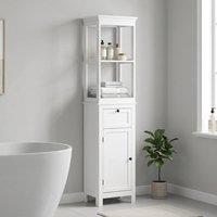 STILVORA Slim Bathroom Cabinet with Drawer & Shelves White