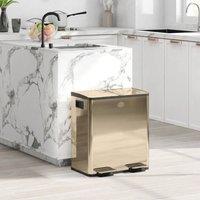 STILVORA 40L Dual Kitchen Bin with Pedal Lid in Gold